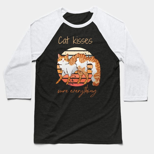 Cat kisses cure everything - Red Bicolor Furbaby - Gifts for Cat Lovers Baseball T-Shirt by Feline Emporium